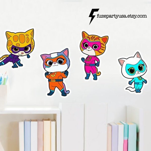 Super Kitties Wall Decals Sticker - For Room Decor and Wall Art - Perfect For Kids Room Super Kitties wall deco