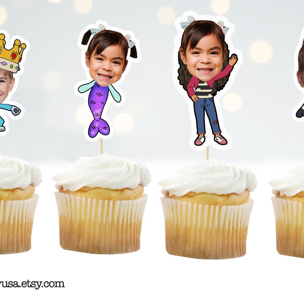 Gabby Dollhouse Custom Face Cupcake Topper - Party Favor for Birthday Party Celebration