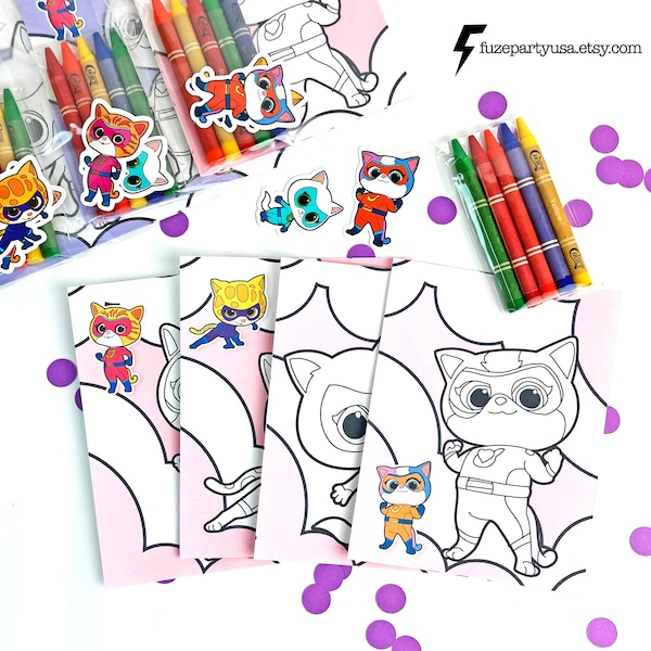 Super Kitties Kleurplaten Activiteitenset - Feestartikelen voor verjaardagsviering kleurboek Super Kitties