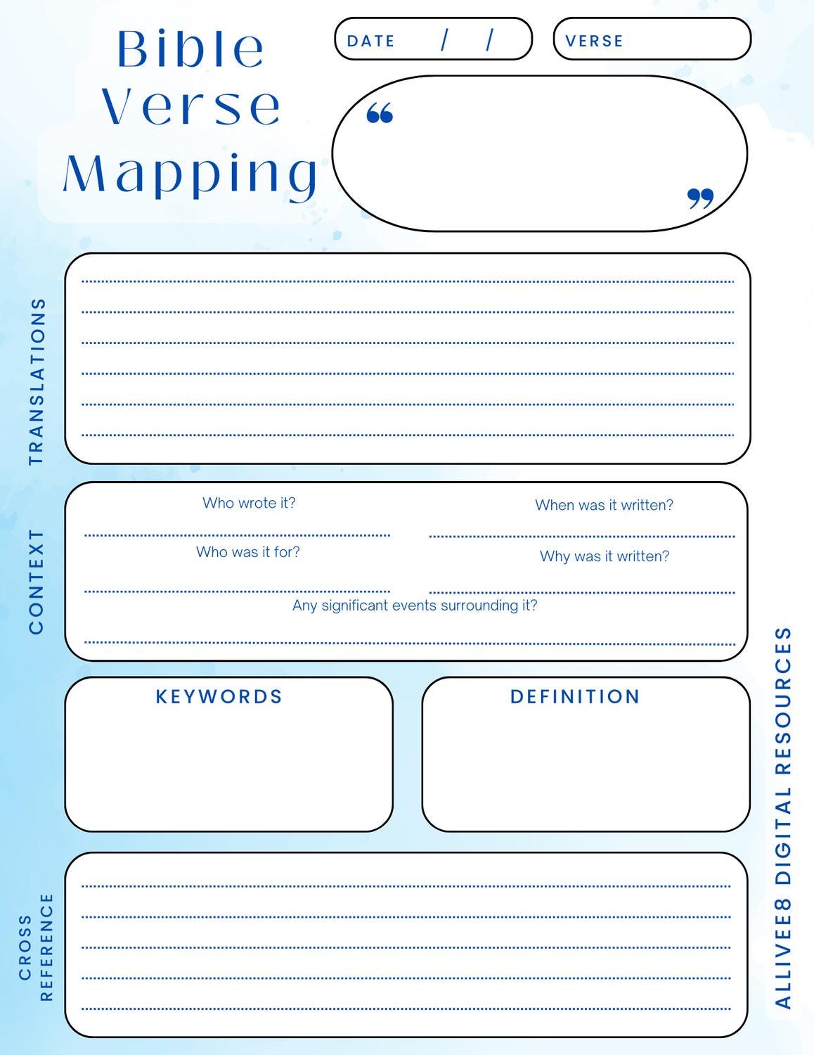 Blue Bible Verse Mapping Journal - Etsy