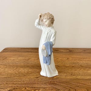 Vintage NAO by Lladro &quot;Boy with Slippers&quot; Figurine #232, 10.5&quot;H, Made in Spain, 1977, Retired Glazed Porcelain, Bedtime