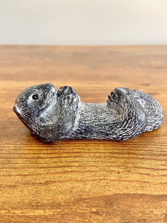 Vintage Wolf Original Soapstone Sculpture - Floating Sea Otter