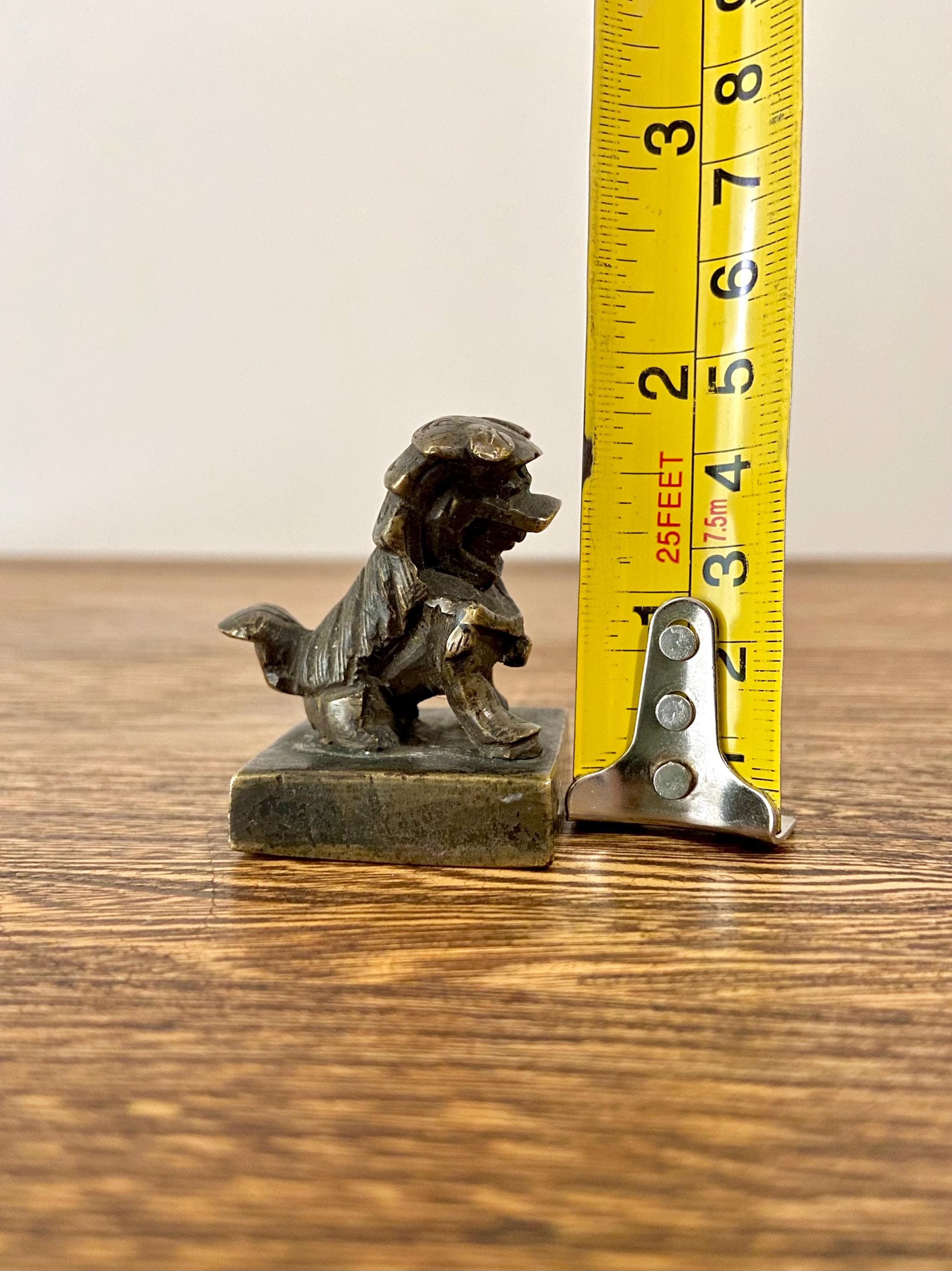Vintage Brass Chinese Foo Dog Seal Stamp, Bronze Guardian Lion