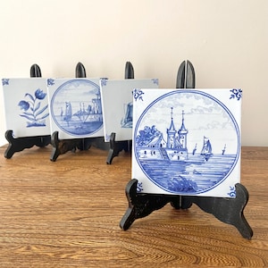 Vintage Westraven Delft Blue Tile, Dutch Seaside Scene Ceramic Wall Art, 13 cm, Holland Decor, Netherlands Gift, Traditional Tile