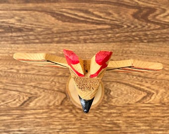 カナダ　先住民　トーテムポール　木製　木彫り　　ヴィンテージ ヴィンテージの手彫りオジブワトーテムポール、カナダ先住民アート、高