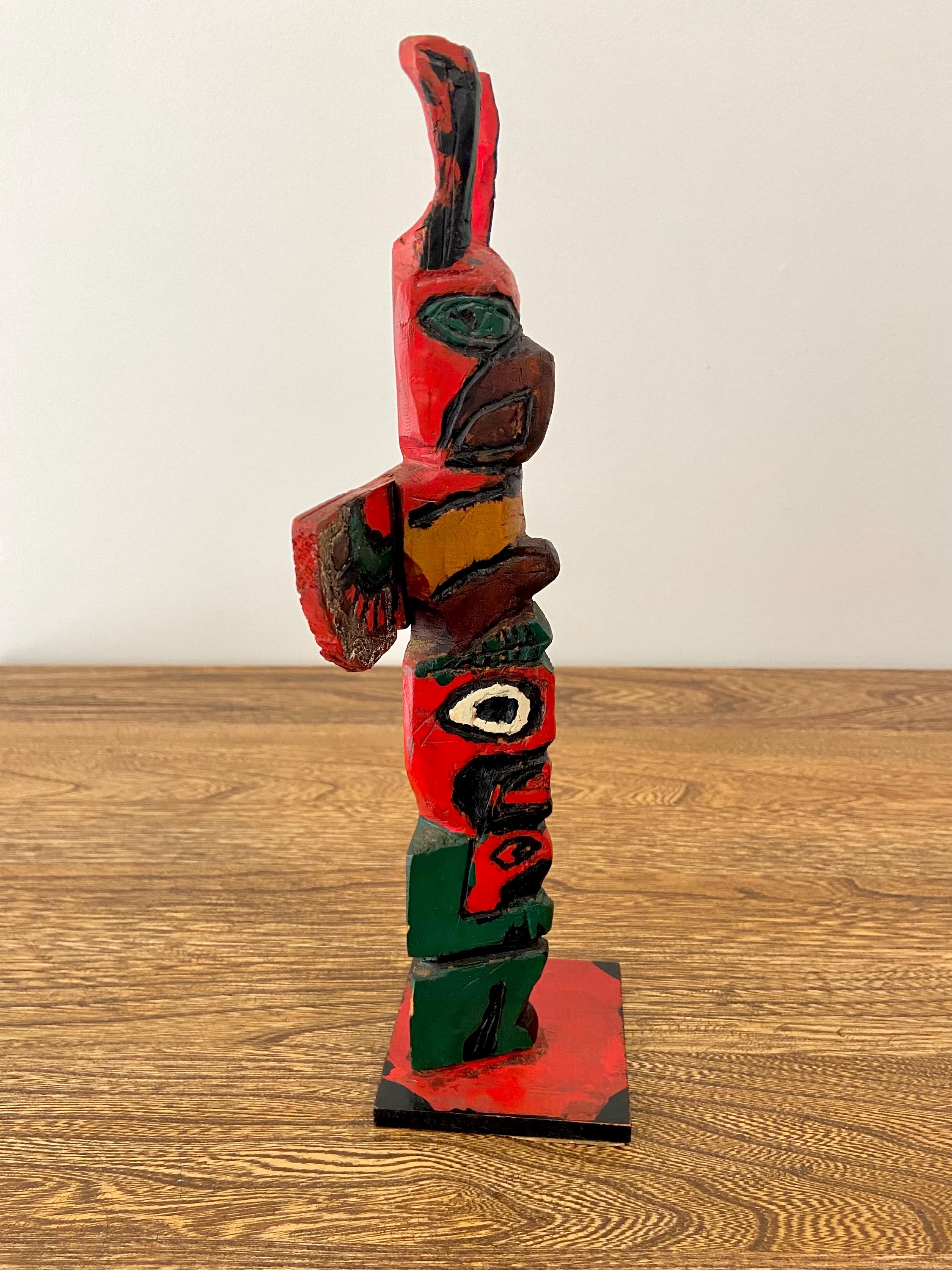 ヴィンテージ 1937年 西海岸トーテムポール、シンボルサイン入り、多色