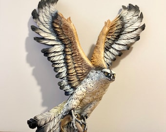Vintage 1970’s Wall Decor Hand Painted Osprey Fish Hawk In Flight Fraser Art For Bossons, Congleton, England