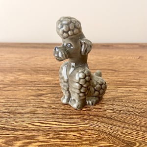 Vintage Goebel W Germany French Poodle TMK-5, Gray Ceramic KT160 Figurine, 3.5&quot; Collectible Gift for Dog Lovers, Small Shelf Decor