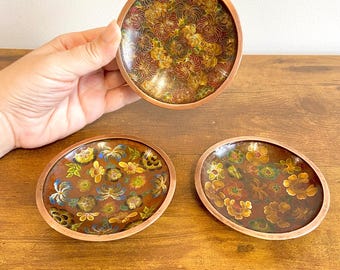 ヴィンテージの中国製七宝焼き皿、緑地に梅の花模様 - Etsy 日本