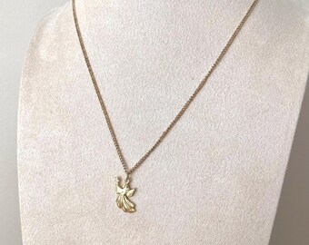 Collar vintage con colgante de ángel en tono dorado, ángel de la guarda con estrella, cadena de 55 cm, un delicado regalo navideño.