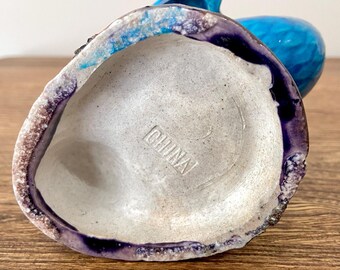 アンティーク中国製ターコイズブルー磁器製アヒルの置物、1930年代の
