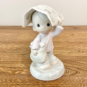 Vintage Precious Moments Sending You Showers of Blessings 1988 Figurine by Samuel J. Butcher, Enesco, Press Bag, 5” Tall