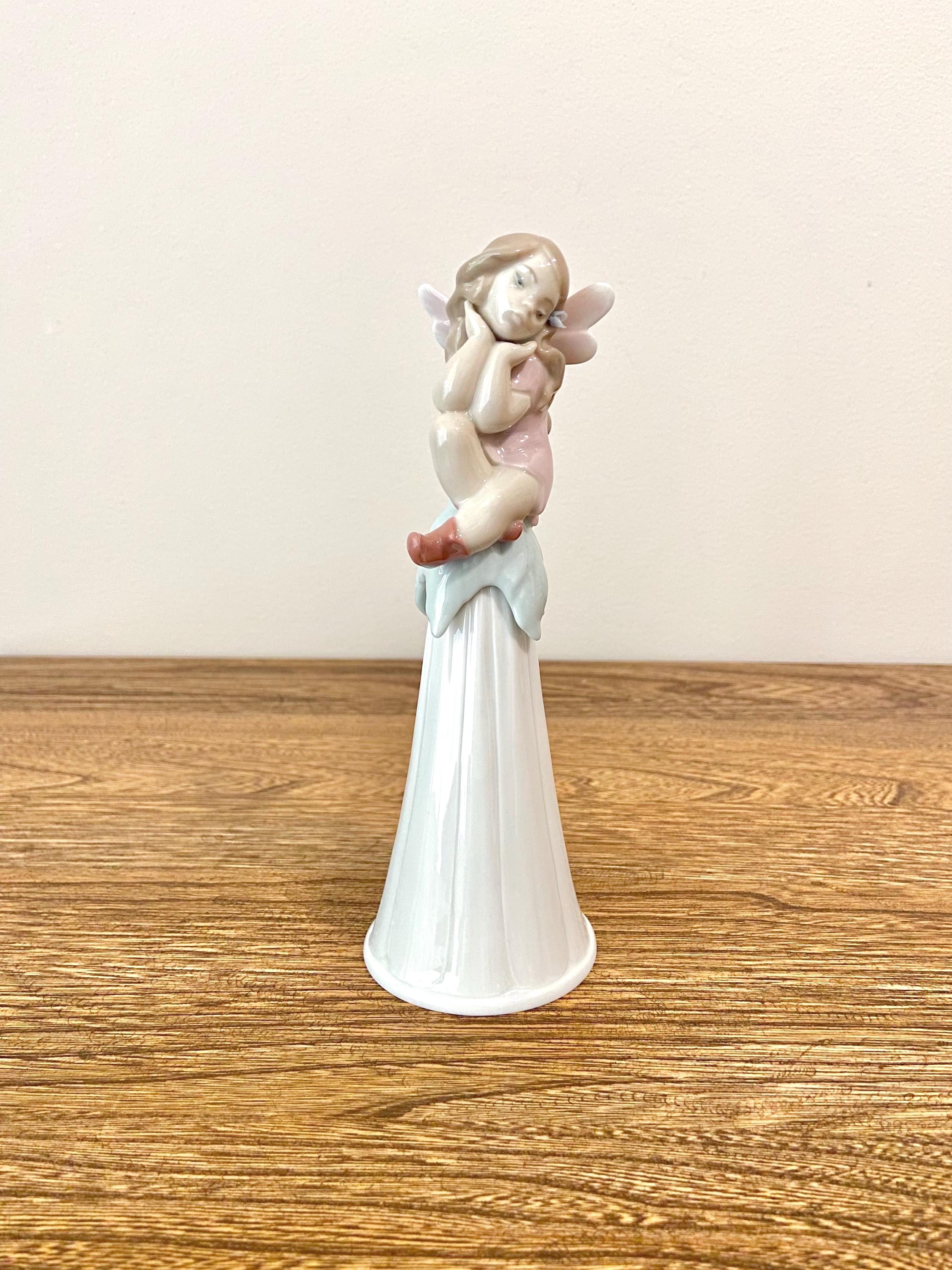 Vintage Lladro Bell Figurine 6416 Fairy Girl on Pedestal, It's a