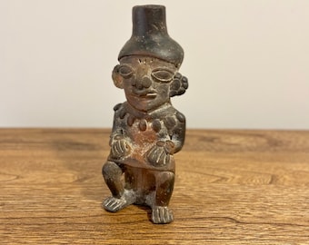 Mayan Aztec Nayarit Pottery Male Figurine, 8 inches - Mexican Clay Sculpture