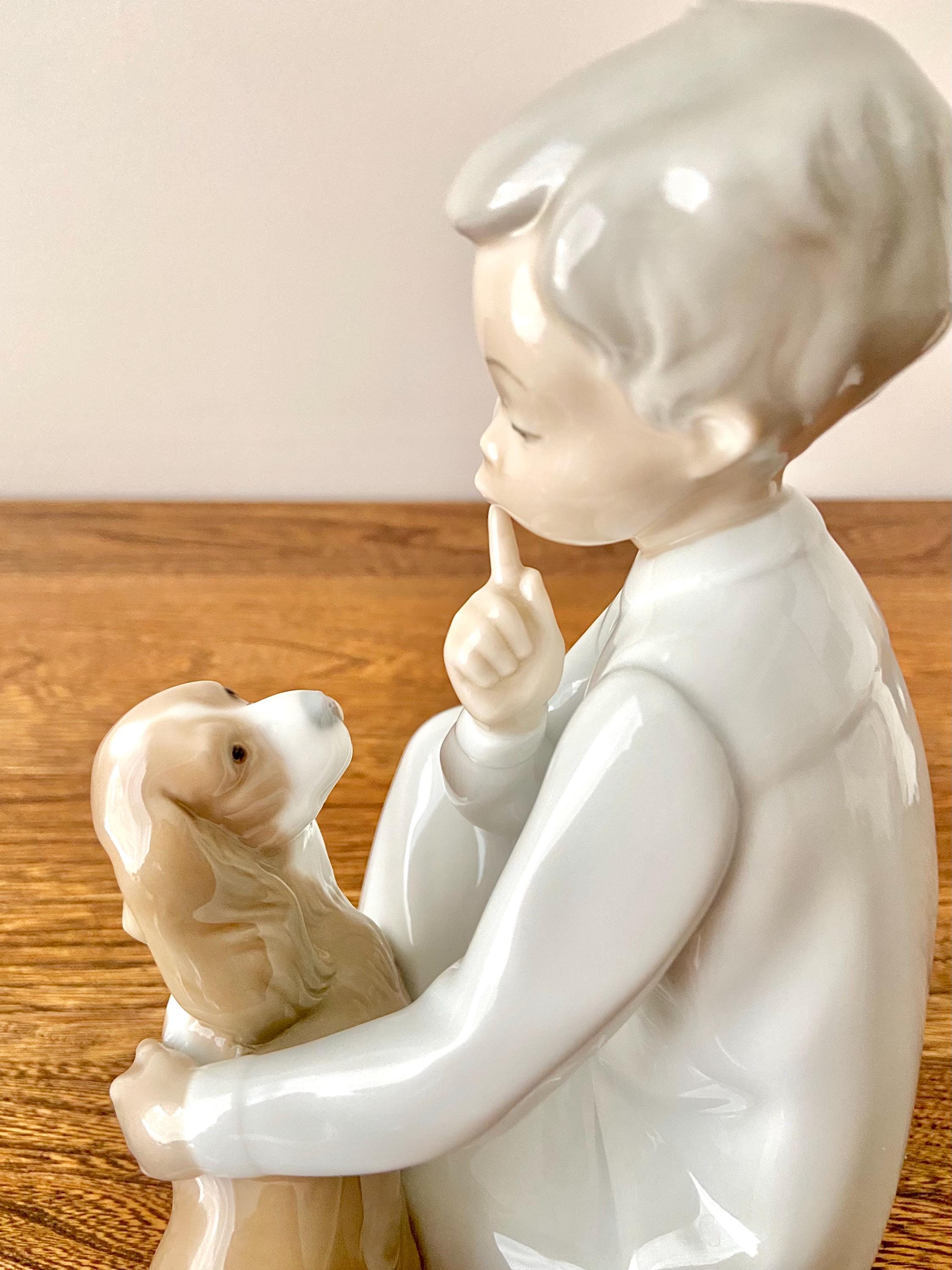 Vintage 1970 Lladro #4522 Boy With Dog 