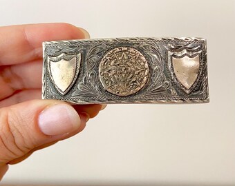 Vintage Plata De Jalisco Mexico Turquoise Inlay Belt Buckle  display picture 1