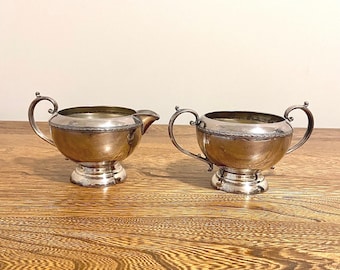 Lattiera e zuccheriera vintage placcate in argento Essay, supporti in rame e piombo E.P. 386, stoviglie da collezione, prodotte in Canada