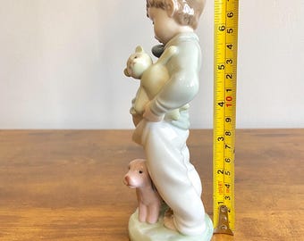 Vintage NAO by Lladro #1044 Boy on Phone With Puppets, Puppy