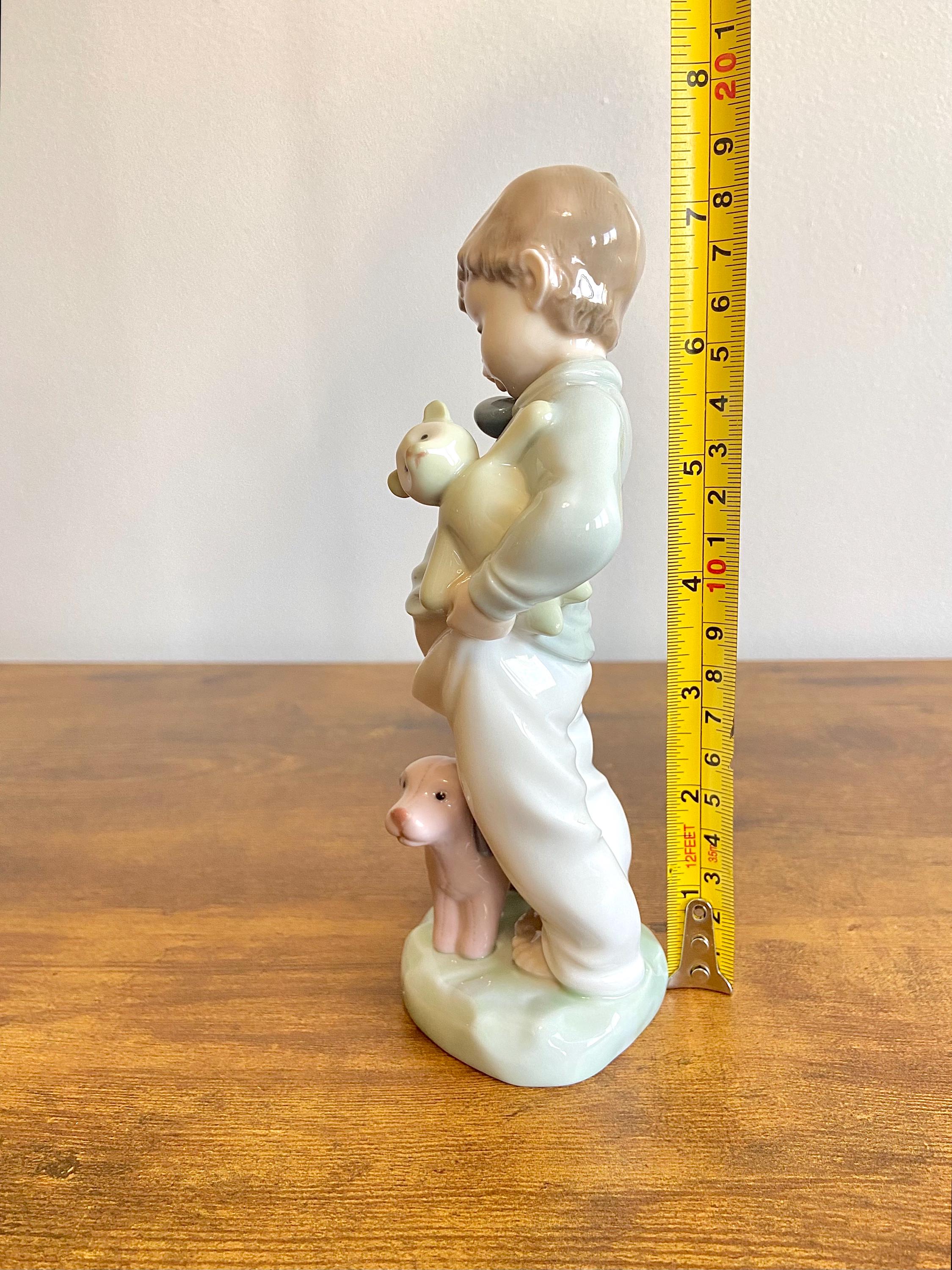 Vintage NAO by Lladro #1044 Boy on Phone With Puppets, Puppy