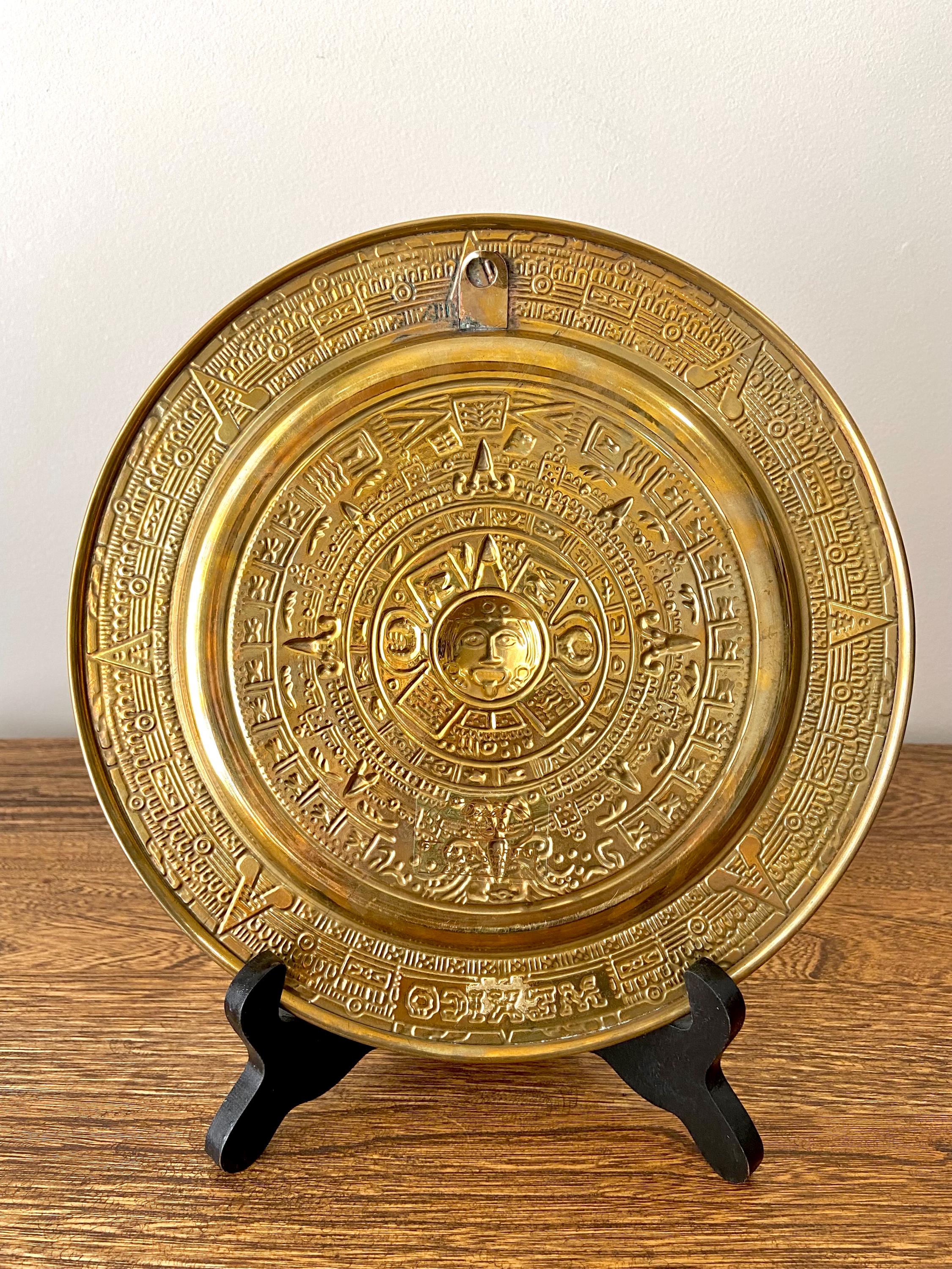 Vintage Mexican Aztec Calendar Wall Plate – 9.5