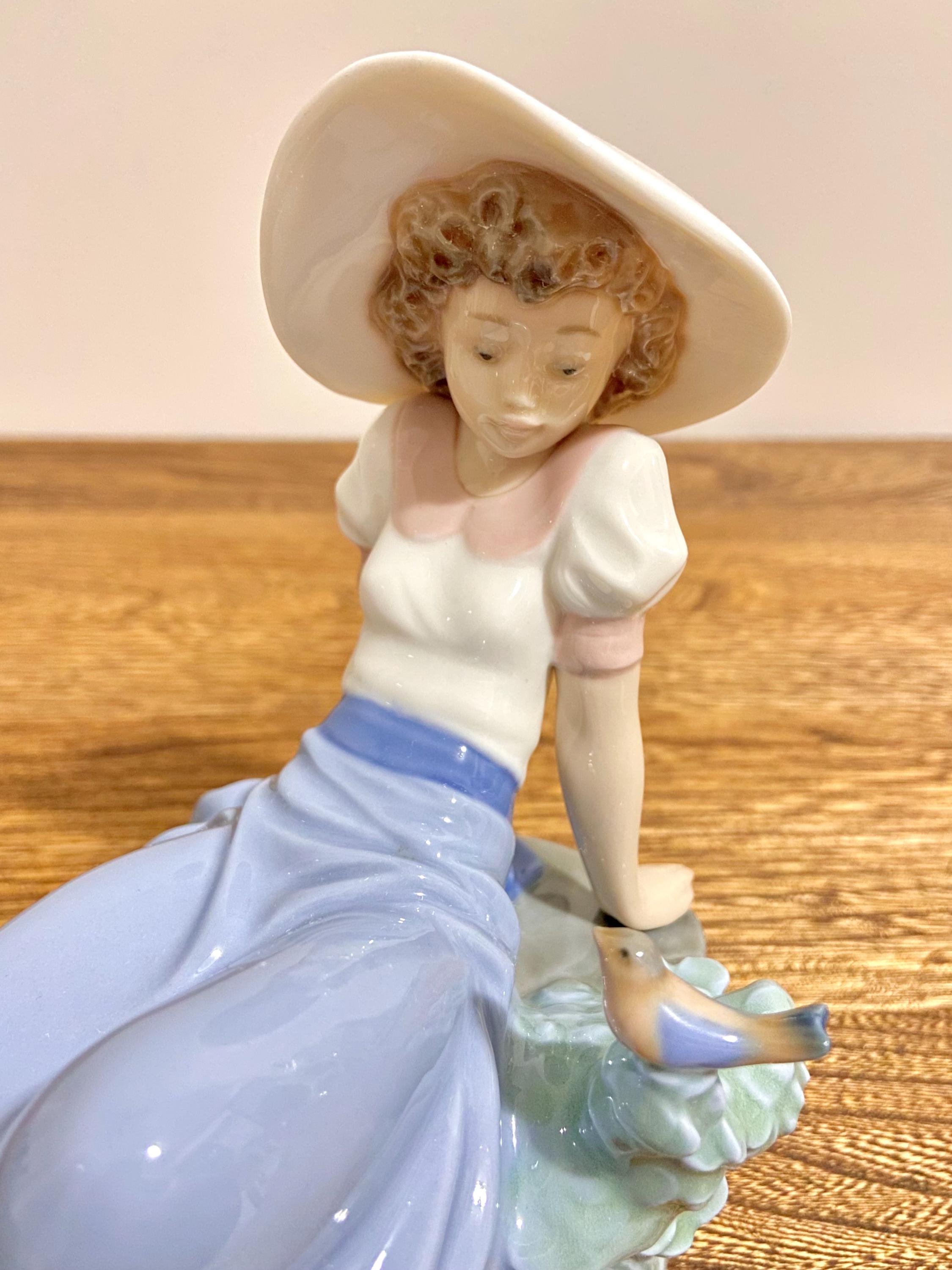 Vintage Nao by Lladro Figurine #1042 Girl Listening to Bird Songs