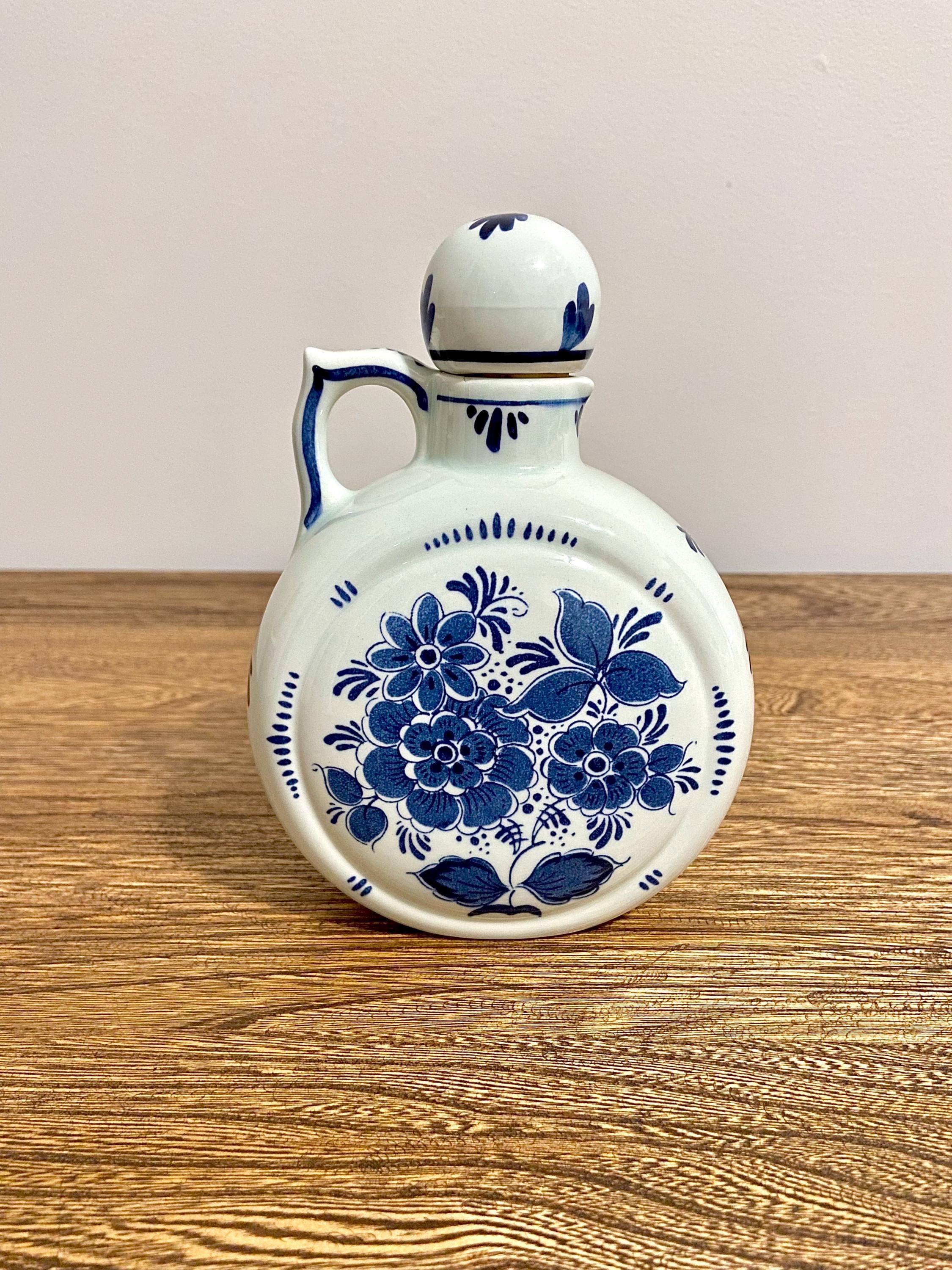 1931年製ヴィンテージ デルフトブルー オランダ陶器ボトル、コルク栓