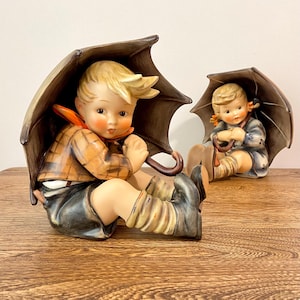 Rare Large Hummel Umbrella Boy Figurine 8&quot;, TMK-3 1960s, M.I. Hummel 152 A, Goebel West Germany, Porcelain Collectible, No Box