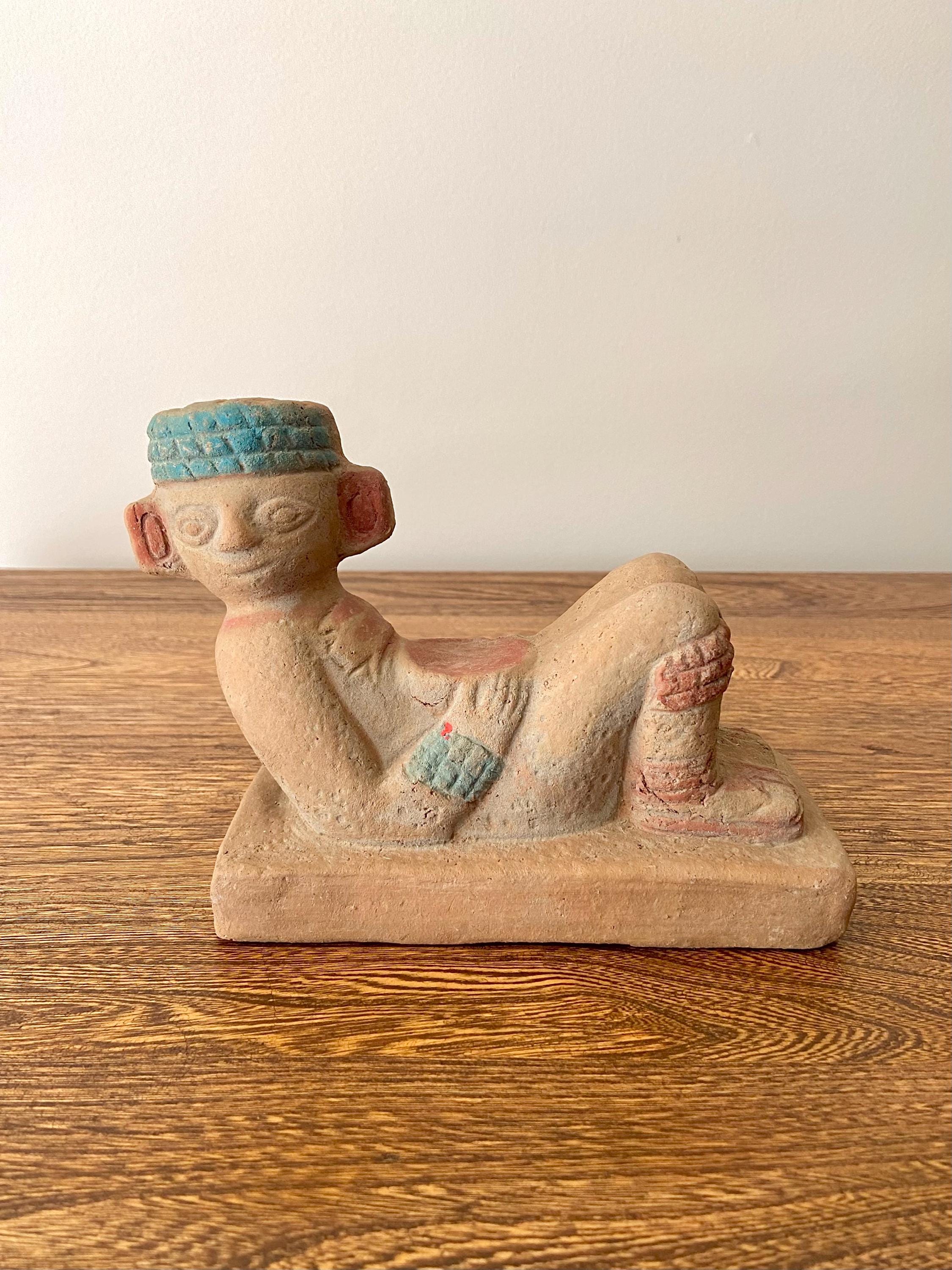 Vintage Terracotta Chacmool Chac Mool Mayan Reclining Figurine