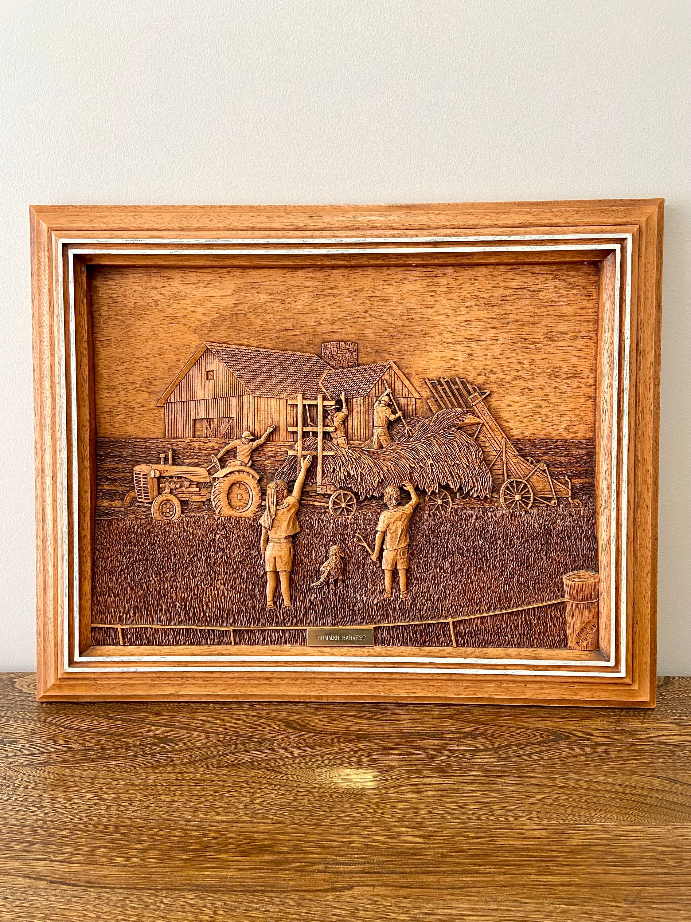 Vintage Kim Murray Carving Art Sculpture “summer Harvest”, Faux
