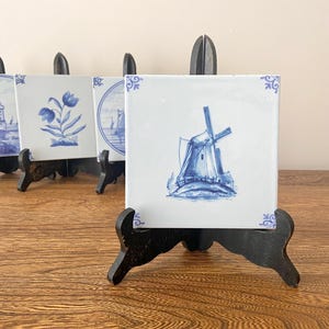 Vintage Westraven Delft Blue Tile, Dutch Windmill Ceramic Wall Art, 13 cm, Holland Decor, Netherlands Gift, Traditional Tile