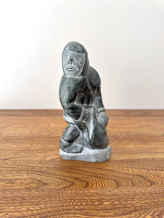 Vintage Signed Inuit Hunter Sculpture by Joanasie Jack Ittukallak