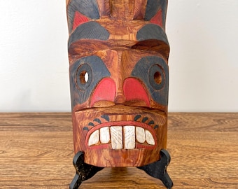 Rare 1970s Kwakiutl NW Coast Native American Mask Ozzie Matilpi