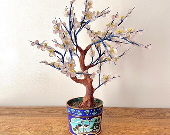 七宝焼きの植木鉢に飾られた中国の硬石盆栽 - Etsy 日本