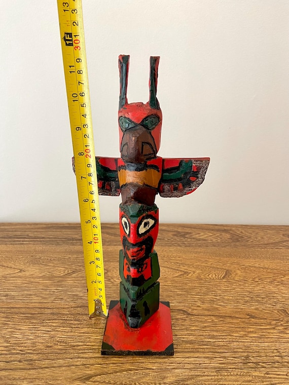 ヴィンテージ 1937年 西海岸トーテムポール、シンボルサイン入り、多色