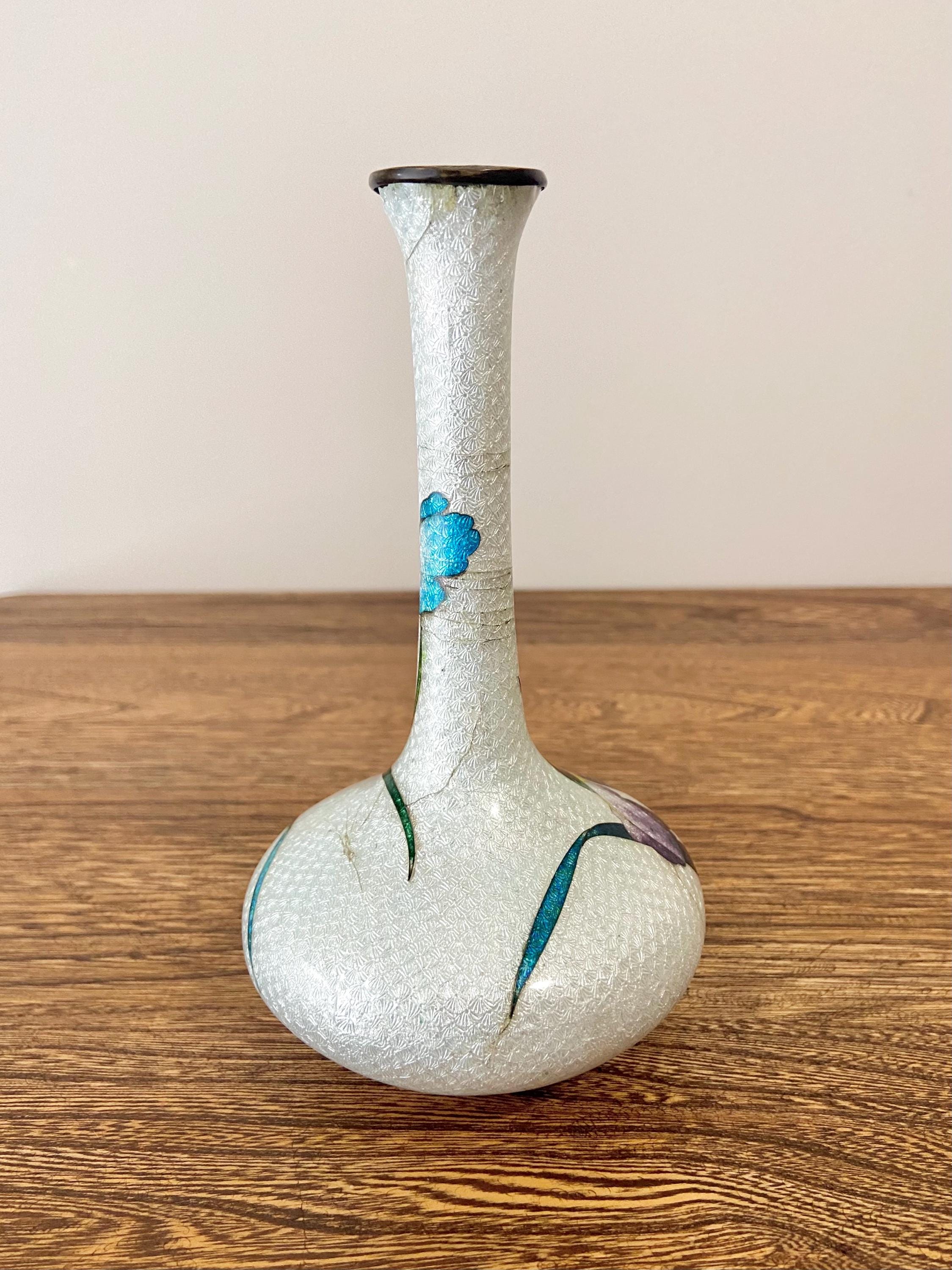 Antique Japanese Meiji Ginbari Cloisonne Enamel Vase by Gonda