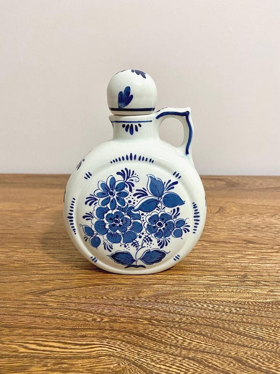 オランダ デルフトブルーの壺(茶入れ) オランダアンティーク 白釉