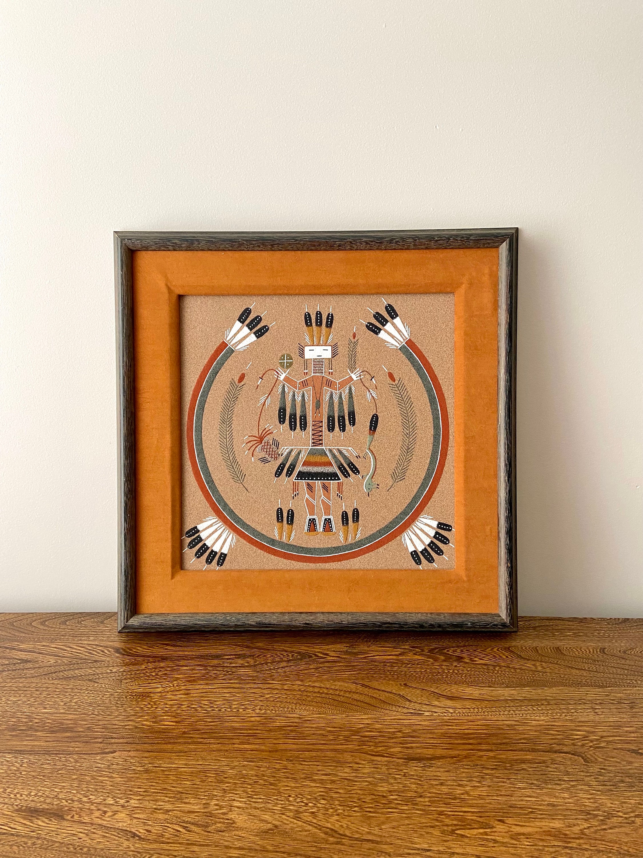 かわいい！ Painting Sand Navajo Authentic 'sun Mexico New by Eagle' & 絵画