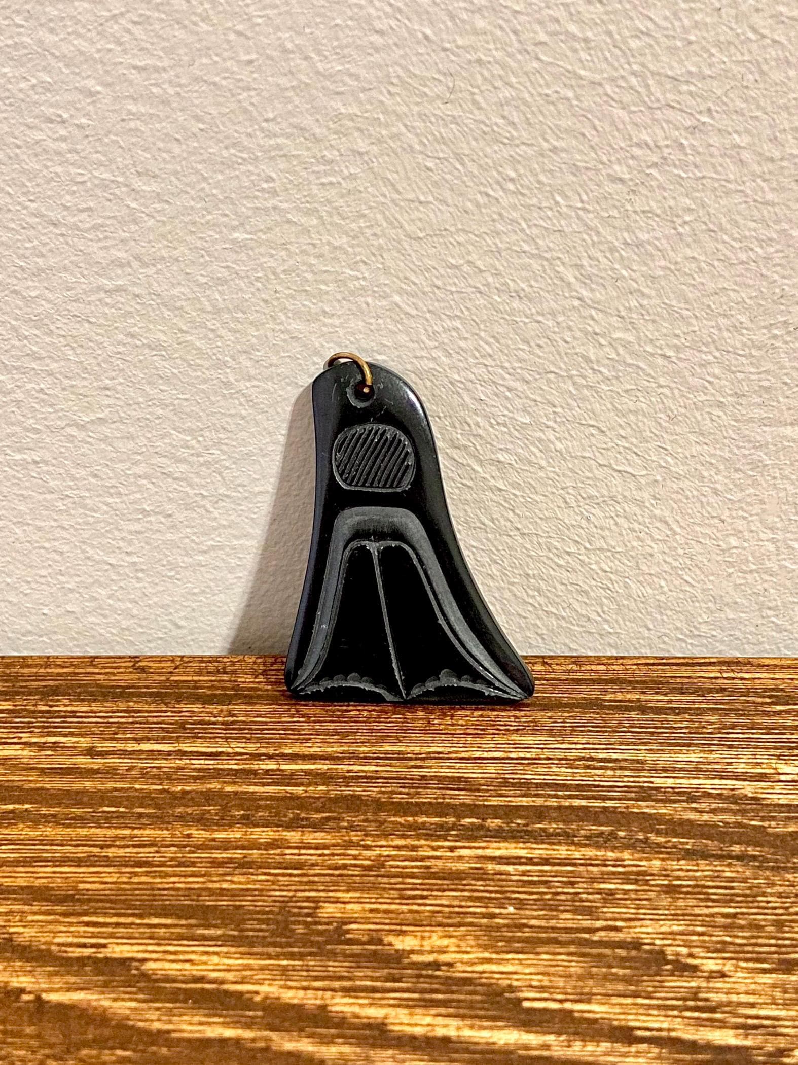 Pat Dixon Haida Argillite Orca Dorsal Fin Pendant, Signed