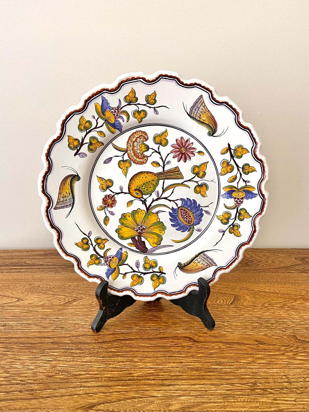 Vintage Filcer Portugal Hand-painted Ceramic Plate, 10.5