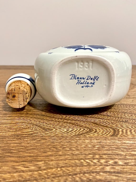 1931年製ヴィンテージ デルフトブルー オランダ陶器ボトル、コルク栓