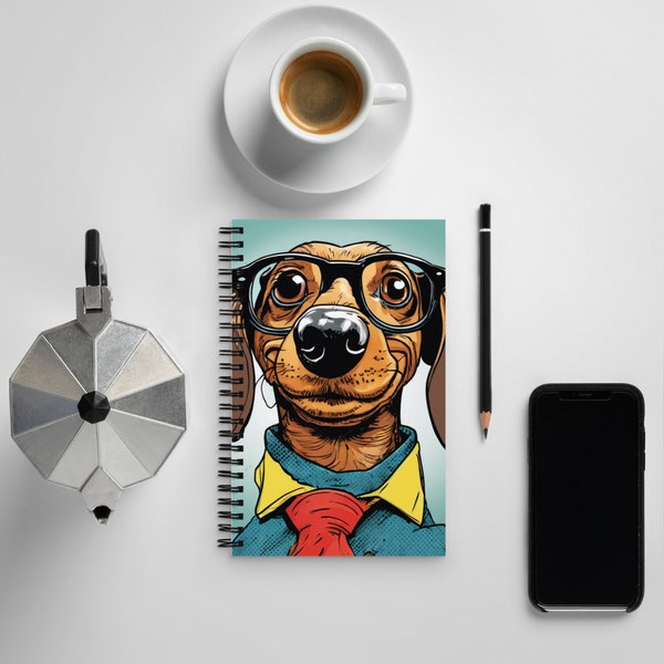 Cute Dachshund Wearing Glasses Spiral notebook