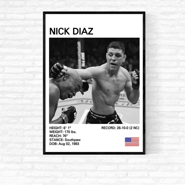 Nick Diaz Poster, Nick Diaz Print, Diaz Brothers, MMA Print