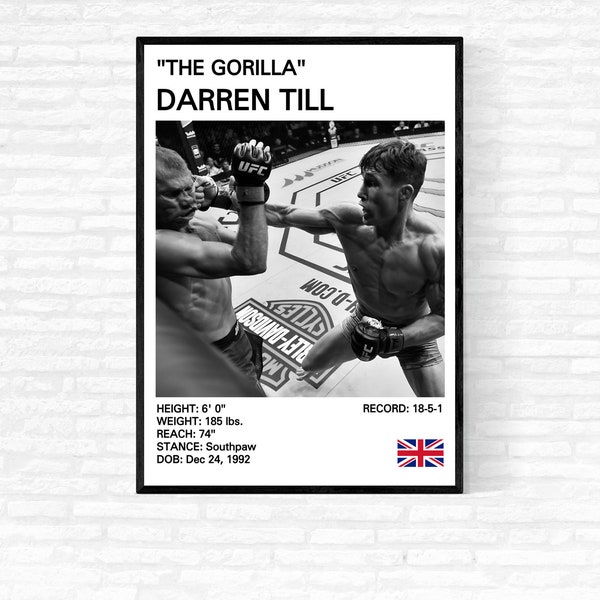 Darren Till Poster, Darren Till Print, The Gorilla, Mixed Martial Arts