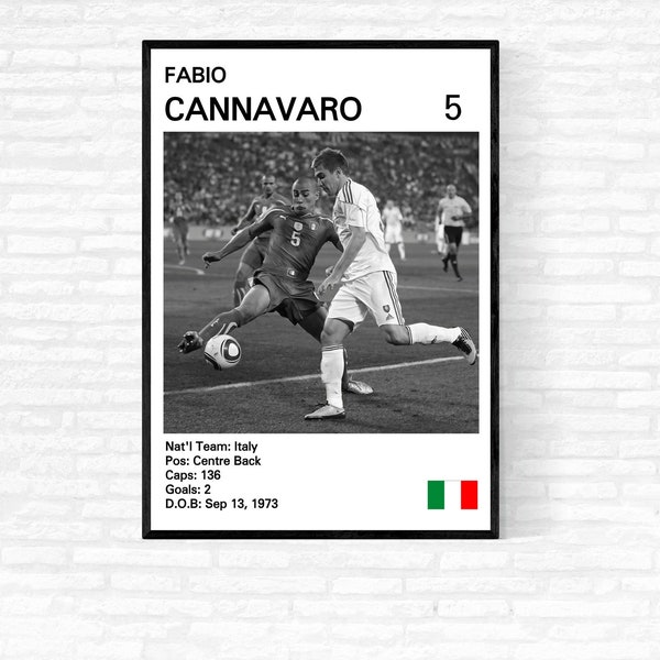 Fabio Cannavaro Poster, Cannavaro Print, Football Poster, Soccer Prints, Italy