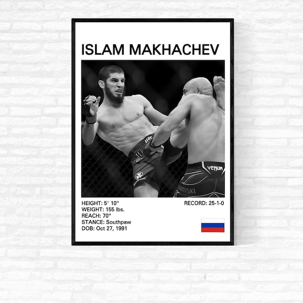 Affiche Islam Makhachev, Impression Islam Makhachev, Arts martiaux mixtes, Posters MMA