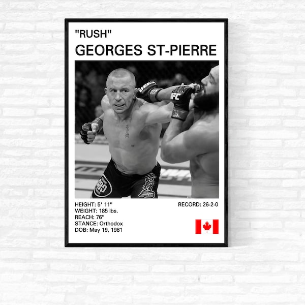 Cartel de Georges Saint Pierre, impresión GSP, cartel GSP, artes marciales mixtas