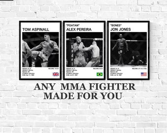 CUSTOM MMA POSTER, Choose Any Fighter, Made For You, Personalised Order