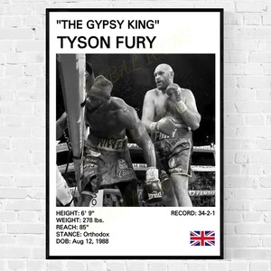 Impresión de Tyson Fury, póster de Tyson Fury, El Rey Gitano, boxeo de peso pesado