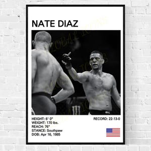 Póster de Nate Diaz, Impresión de Nate Diaz, Hermanos Diaz, Impresión de MMA