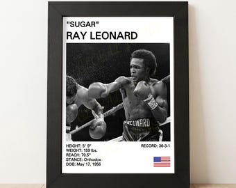ロベルト・デュランのサイン入り16x20写真 vs シュガー・レイ